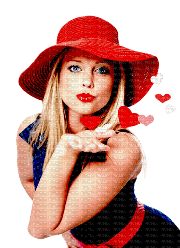 Woman with a red hat - Free PNG