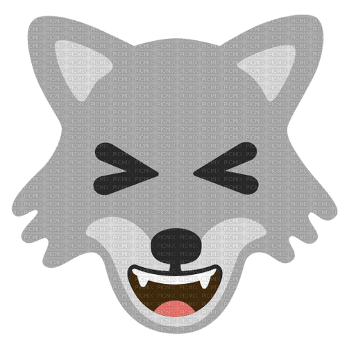 wolf laughing emojikitchen - 免费PNG