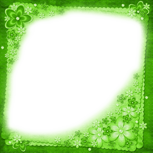 Green Flowers Frame - By KittyKatLuv65 - png gratuito