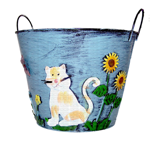 deco scrap cat bucket spring - png gratis