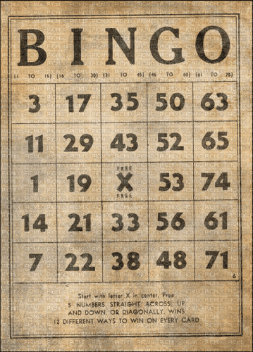 Vintage Bingo Card - 無料png