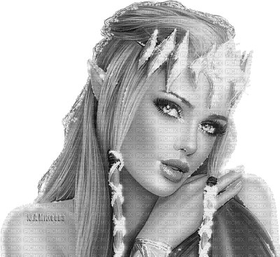 Y.A.M._Fantasy woman girl black-white - Безплатен анимиран GIF