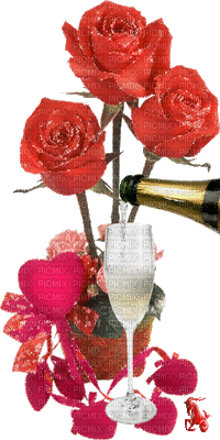розы,шампанское - Gratis geanimeerde GIF