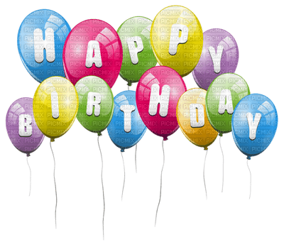 Kaz_Creations Colours Balloons Text Happy Birthday - PNG gratuit