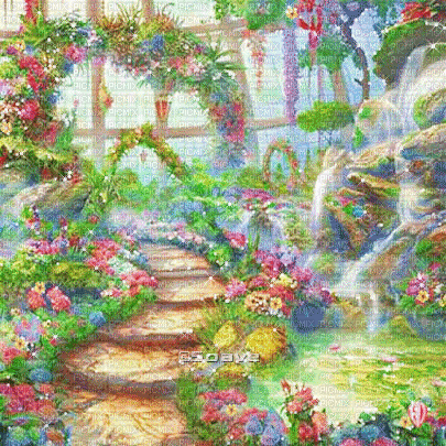soave background animated forest fantasy flowers - Бесплатный анимированный гифка