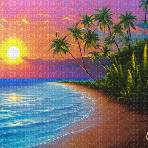 beach coast background orange blue - PNG gratuit