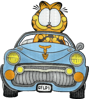 garfield in car gif - Free animated GIF