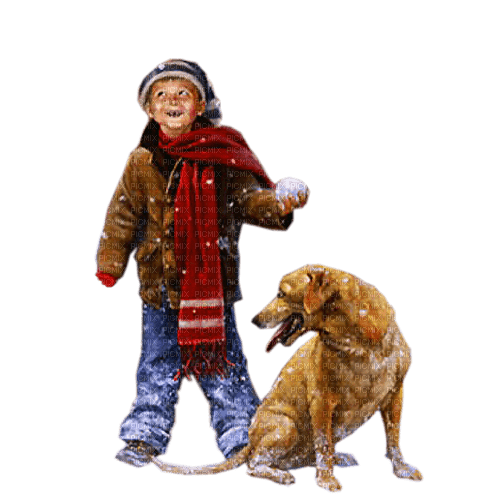 niño i perro invierno   navidad dubravka4 - 免费PNG