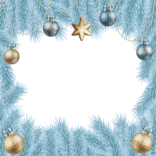 blue Christmas frame - zadarmo png