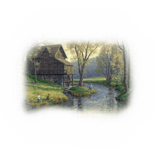 Mühle, Landschaft - бесплатно png