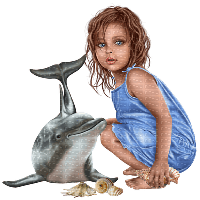 Kaz_Creations  Colours Colour-Girls Child Dolphin - darmowe png