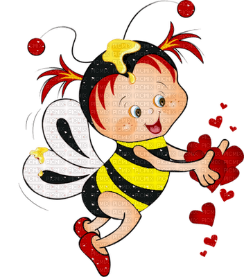 Kaz_Creations Cute Cartoon Love Bees Bee Wasp - png gratuito