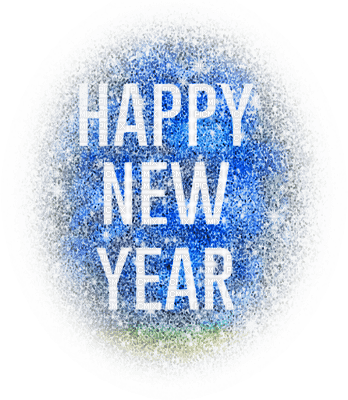 soave text new year deco happy white blue - 免费PNG