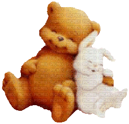teddy bear bunny hase animal tube animals animaux mignon gif anime animated animation fun hare lièvre - GIF animado gratis