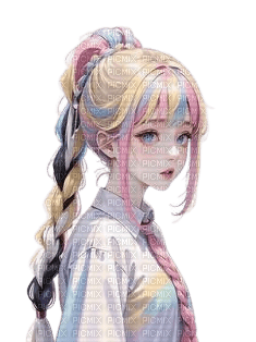 anime manga pastel rainbow girl - png gratis