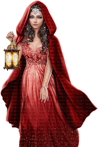 fantasy  woman in red by nataliplus - ücretsiz png