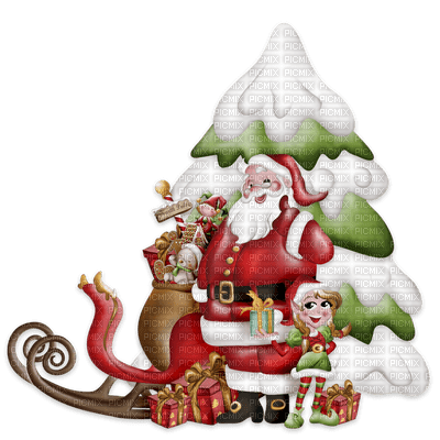 Kaz_Creations Christmas Deco Tree Sleigh Santa Claus - ilmainen png