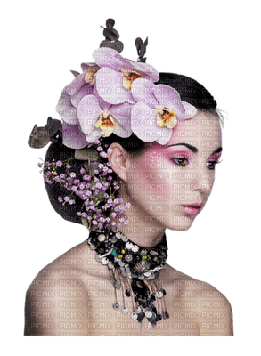 woman with flowers bp - PNG gratuit