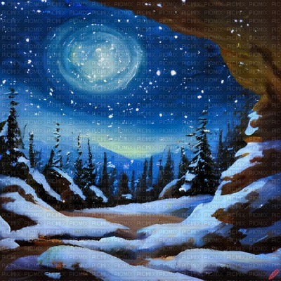 Winter Cave with Night Sky - bezmaksas png