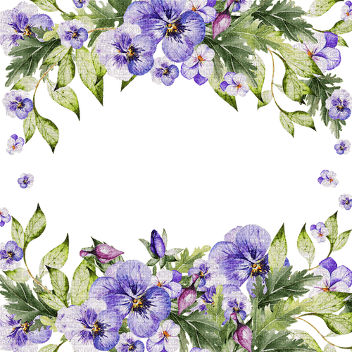 kikkapink frame flowers purple - gratis png