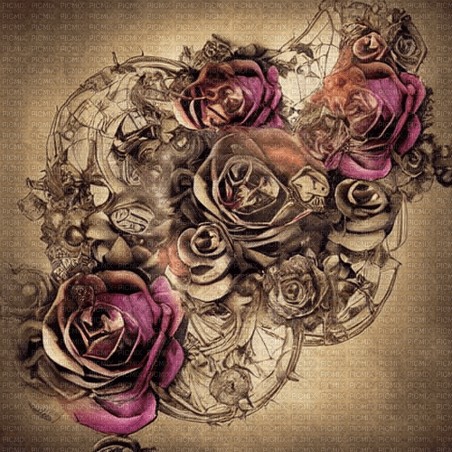 kikkapink vintage steampunk rose flowers - png ฟรี