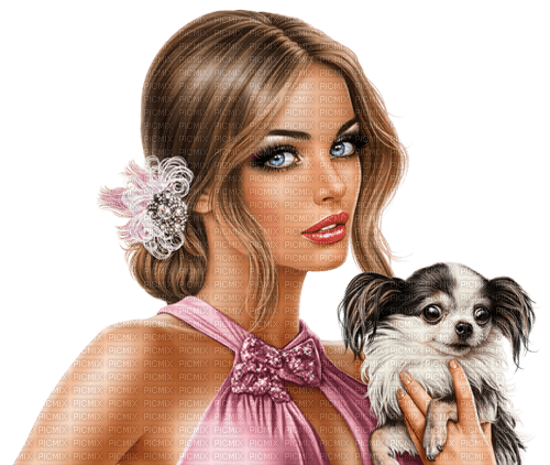Y.A.M._Woman girl dog - δωρεάν png