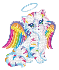 Lisa Frank angel rainbow cat (partly edited by me) - darmowe png