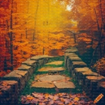 Orange Autumn Cobble Path - png ฟรี