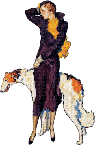 dolceluna woman vintage dog - PNG gratuit
