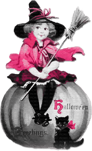 soave children girl vintage halloween witch - ücretsiz png
