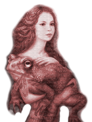 Y.A.M._Fantasy woman girl toad frog red - PNG gratuit