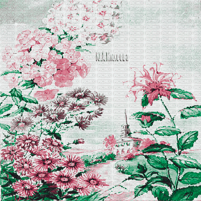 Y.A.M._summer landscape background flowers - GIF animé gratuit