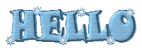 text hello gif blue snowflakes winter - Gratis animeret GIF
