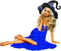 Woman.Witch.Halloween.Blue.Black - png gratuito