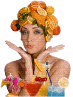 Kaz_Creations Woman Femme Fruit Hat Cocktails - png grátis