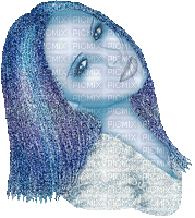girl mädchen fille  woman femme frau   tube  person people  animated animation gif anime glitter blue face visage - GIF animé gratuit