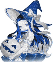 soave anime girl halloween witch  black white - png grátis