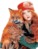Woman and fox - PNG gratuit