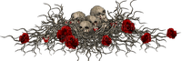 Gothic.Skull.crâne.Red roses.Victoriabea - Free PNG