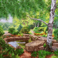 fondo estanque  jardin gif dubravka4 - GIF animado gratis