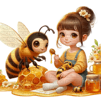 Little Girl - Honey -Bee - Free PNG