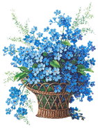 basket with blue flowers - gratis png
