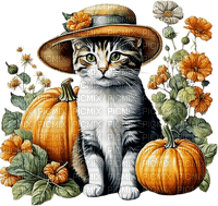 loly33 chat automne citrouille - Free PNG