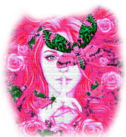Woman.Butterflies.Roses.Fantasy - KittyKatLuv65 - png grátis