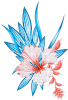 soave deco flowers branch summer blue orange - δωρεάν png