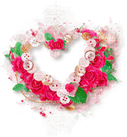 Cluster.Heart.Frame.Roses.White.Pink - kostenlos png