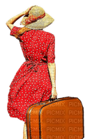 Fille.Girl.Valise.suitcase.red.Victoriabea - kostenlos png