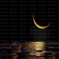 moon lune night nuit mond fond background landscape paysage gif anime animated animation water sea mer eau gold