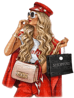 frau woman femme red shopping - δωρεάν png