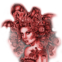 Y.A.M._Gothic Fantasy woman red - ücretsiz png
